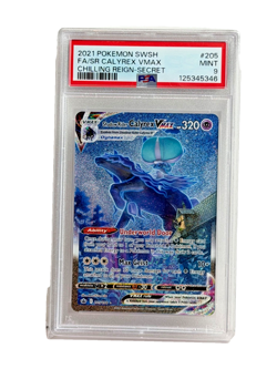 2021 Pokemon SWSH #205 FA/SR CALYREX VMAX Chilling Reign - SECRET. PSA 9 - Image 1