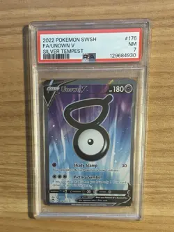 2022 Pokemon SWSH Silver Tempest # 176 Full Art Unown V PSA 7 - Image 1