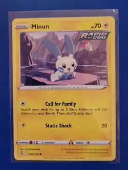 Pokemon TCG Fusion Strike: Minun (090/264) - Regular Common - Near Mint - Image 1