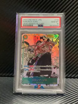 PSA 10 GEM MINT One Piece Card Roronoa Zoro Manga Parallel JP OP06-118 - Image 1