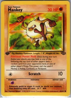 Mankey 1st Edition 55/64 Jungle - Pokemon Card - NM - Image 1