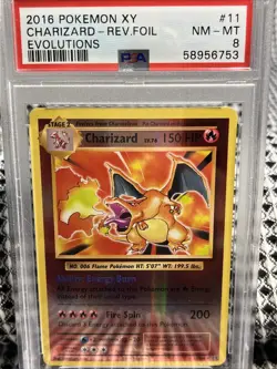 2016 POKEMON XY CHARIZARD-REV FOIL EVOLUTIONS #11 NM-MT PSA 8 - Image 1