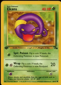 Ekans 46/62 1st Edition Regular Non Holo WoTC Pokemon Fossil LP English - Image 1
