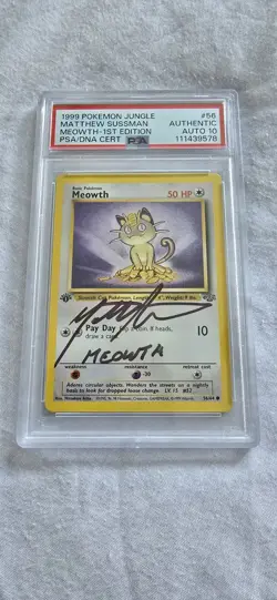 SIGNED Meowth 1st Edition - Matthew Sussman 1999 Pokemon Jungle 1999 PSA AUTO 10 - Image 3