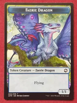 Magic The Gathering ADVENTURES IN FORGOTTEN REALMS FAERIE DRAGON token card MTG - Image 1