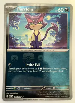 Purrloin (Master Ball Pattern) 055/086 Sv: White Flare Holo Pokemon TCG NM - Image 2