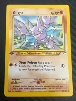 Pokemon TCG Gligar Neo Destiny 67/105 Regular 1st Edition Common VLP - Image 1