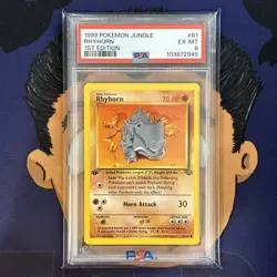 PSA 6 EXCELLENT-MINT 1999 Pokemon Jungle RHYHORN #61 1st Edition Vintage - Image 2