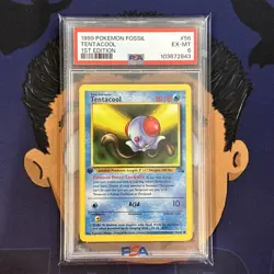 PSA 6 EXCELLENT-MINT 1999 Pokemon Fossil TENTACOOL #56 1st Edition Vintage - Image 2