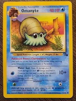 Pokemon TCG Omanyte Fossil 1st Edition Common Card 52/62 - Image 1