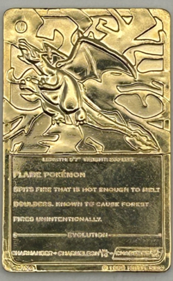 1999 Pokemon Gold Plated Charizard Metal Card - Burger King Promo - Vintage - Image 2
