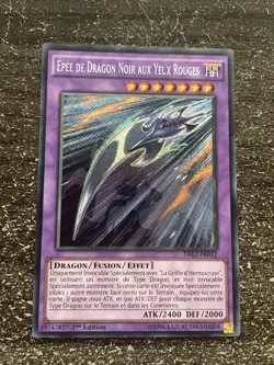 CARTE YU-GI-OH! EPEE DE DRAGON NOIR AUX YEUX ROUGES DRL2-FR012 PROCHE NEUF/NM - Image 1