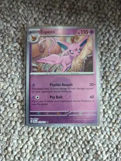 Pokemon TCG Espeon Pokeball Card 033/131 Prismatic Evolutions Rare Foil Holo - Image 1