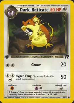 Dark Raticate 51/82 1st Edition Team Rocket Pokemon Card LP - Image 1