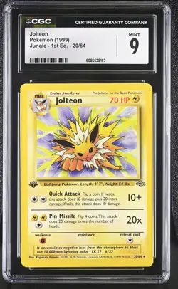 CGC 9 MINT Jolteon 1999 Jungle 1st Edition 20/64 Pokemon Card - Image 1