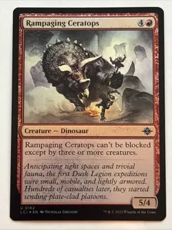 MTG The Lost Caverns of Ixalan Rampaging Ceratops Foil 0162 NM - Image 1