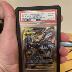 Pokemon Pikachu and Zekrom GX SM168 Black Star Promo TCG PSA 8 - Image 1