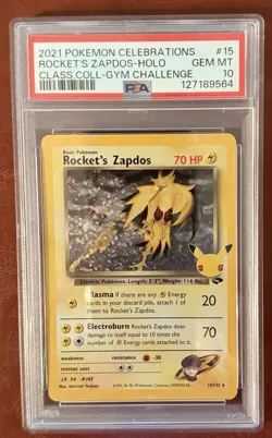 2021 POKEMON CELEBRATIONS CLASSIC COLLECTION #15 ROCKET'S ZAPDOS-HOLO PSA 10 - Image 1
