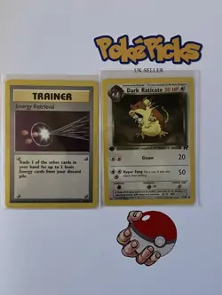 Pokemon Dark Raticate 51/82 Team Rocket 1st Edition Non Holo + Free Energy NM - Image 1