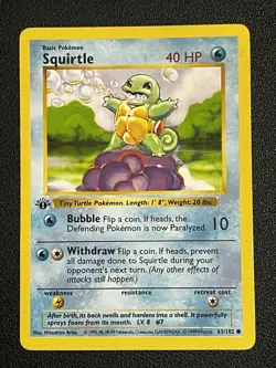 Pokemon Squirtle Base Set (Shadowless) 1st Edition 63/102 Common LP - Image 1