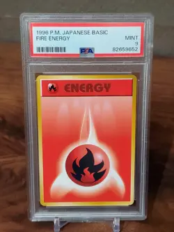 1996 Pokemon Japanese Basic Fire Energy PSA 9 Base Set - Image 1