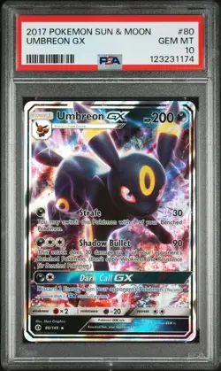 2017 POKEMON SUN & MOON #80 UMBREON GX PSA 10 - Image 1