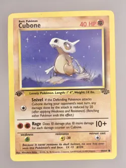 1st Edition Pokemon TCG Cubone Jungle 50/64 Regular Unlimited Common NM - Image 1