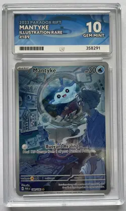 Pokemon Mantyke 189/182 Paradox Rift Illustration Rare Ace 10 Gem Mint - Image 1