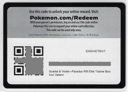 POKEMON TCGO S&V Paradox Rift UNUSED (Iron Valiant) ETB ENSV4ETBIVT ONLINE CODE - Image 1
