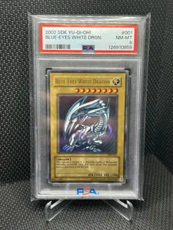 🔥Yu-Gi-Oh! 2002 Blue Eyes White Dragon Holo SDK-001 Starter Deck Kaiba PSA 8! - Image 1