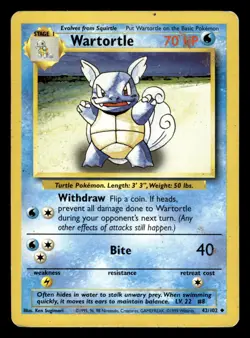 Wartortle 42/102 Uncommon Base Set Pokemon Card - 1 - Image 1