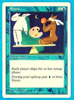 Stasis 1997 MTG 5th Edition Blue Rare Enchantment LP Stasis Deck A - Image 1