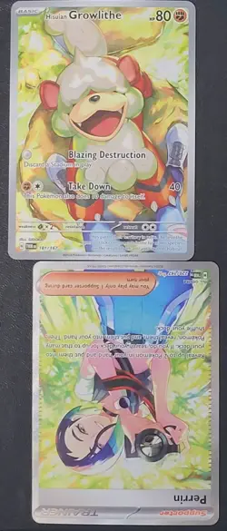 Perrin #220 SIR & Hisuian Growlithe #181 IR Twilight Masquerade Pokemon TCG - Image 2
