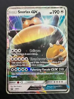 Pokemon TCG Snorlax GX SM05 Sun & Moon Black Star Promo Holo DMG - Image 1