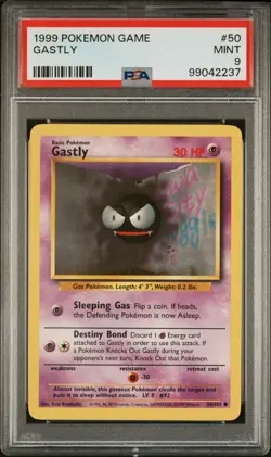 Gastly 50/102 Base Set PSA 9 MINT Unlimited Graded Pokemon Card TCG 1999 WOTC - Image 3