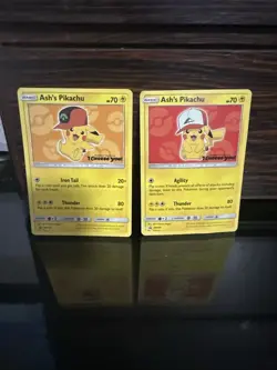 Pokemon Pikachu TCG Ash's Pikachu Rare Card Sun and Moon Promo - Image 2