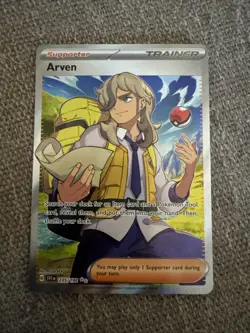 Pokemon TCG Scarlet & Violet Arven Trainer Full Art Ultra Rare Holo Card 235/198 - Image 1