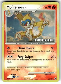 Pokemon TCG Monferno Pokemon Promos 56/130 Promo Reverse Holo HP/DMG - Image 1
