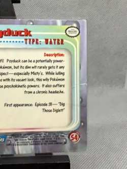 1999 Topps Pokemon TV Animation Series 1 Psyduck #54 Blue Logo Non Holo - Image 3