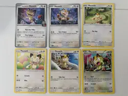 Meowth Pokemon TCG Collection From 6 Different Art/Set English Cards NM - Image 1