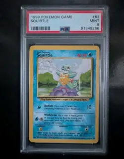 PSA 9 MINT 1999 BASE SET POKEMON SQUIRTLE 63/102 #63 WOTC GRADED CARD - Image 1
