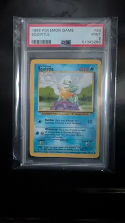 PSA 9 MINT 1999 BASE SET POKEMON SQUIRTLE 63/102 #63 WOTC GRADED CARD - Image 3