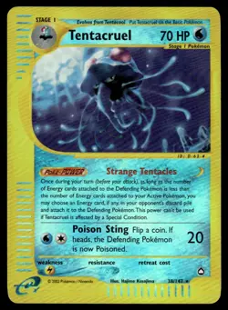 2002 Pokemon E-Card - Aquapolis 38/147 Tentacruel Light Play - Image 1