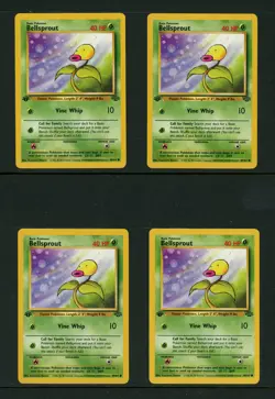 NM/NM- 4x Bellsprout 1st Edition Jungle Non-Holo Pokemon 1999 WOTC 49/64 - Image 1
