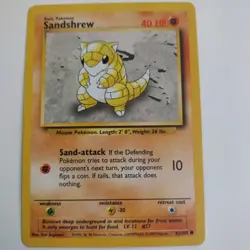 Pokemon TCG Sandshrew Base Set 62/102 Regular Unlimited Common - Image 1
