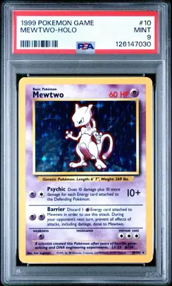 1999 Pokemon Game Mewtwo Holo 10/102 PSA 9 MINT Fresh Grade - Image 1