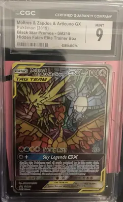Pokemon TCG Moltres Zapdos Articuno GX SM210 Hidden Fate Promo CGC 9 - Image 1