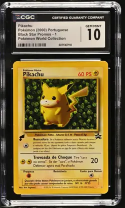 CGC 10 GEM MINT Pikachu Black Star Promo 1 Pokemon World Collection Card - Image 1