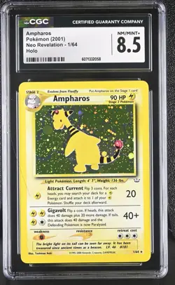 CGC 8.5 Ampharos 2001 Neo Revelation 1/64 Holo Pokemon Card - Image 1