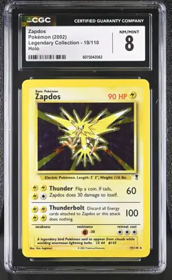 CGC 8 Zapdos 2002 Legendary Collection 19/110 Holo Pokemon Card - Image 1